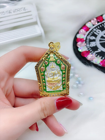 5A GOOD Thailand Temple four-faced Buddha figure God of wealth effective Amulet Pendant Amulet bring wealth good luck talisman