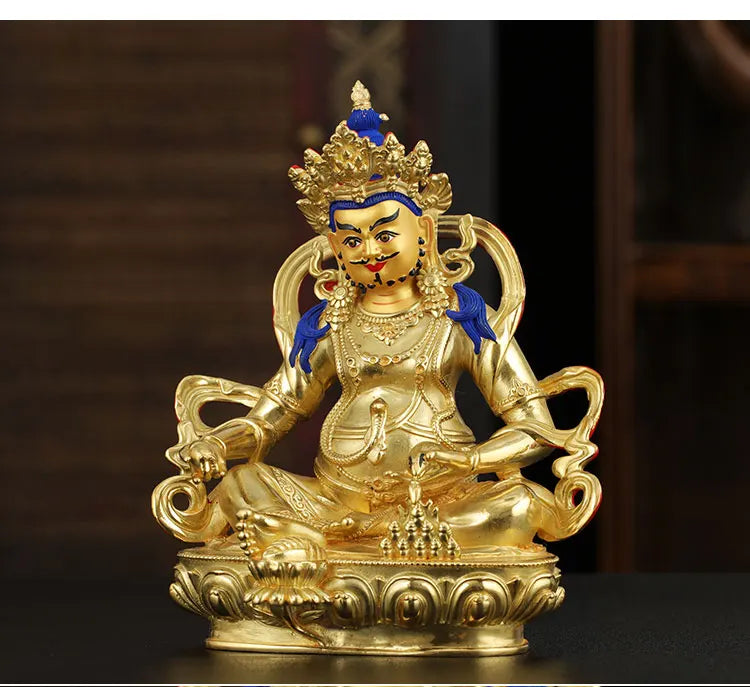 5A TOP GOOD Buddhism Greco-Buddhist efficacious Omnipotent God Gold-plated Yellow Jambhala fortune god Buddha brass statue