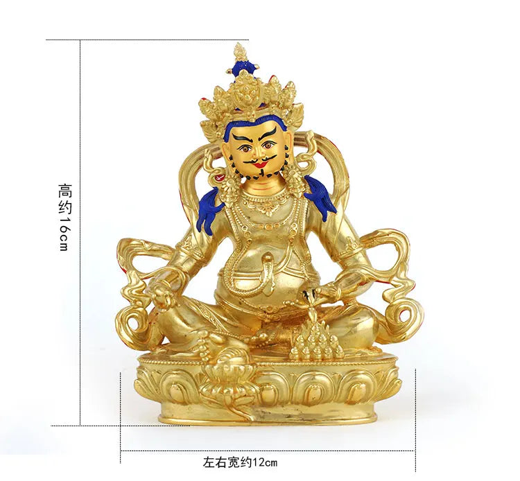 5A TOP GOOD Buddhism Greco-Buddhist efficacious Omnipotent God Gold-plated Yellow Jambhala fortune god Buddha brass statue