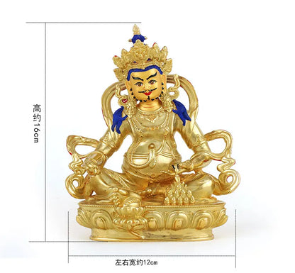 5A TOP GOOD Buddhism Greco-Buddhist efficacious Omnipotent God Gold-plated Yellow Jambhala fortune god Buddha brass statue