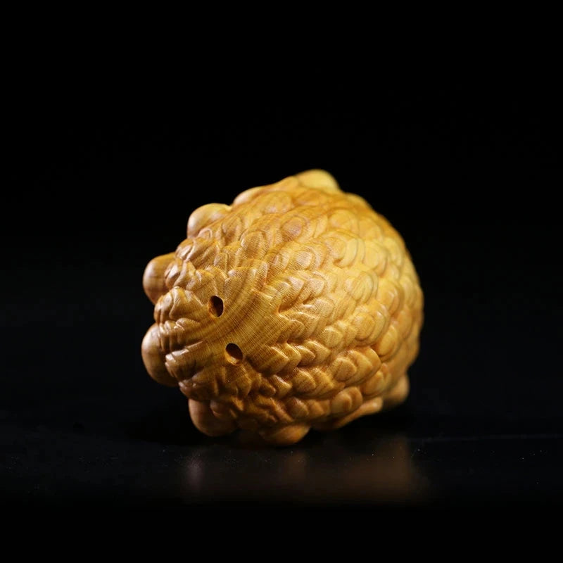 5CM Boxwood Natal Buddha Wood Skull Head Home Decor Wood Sculpture Feng Shui God Wood Statue Figure Statue