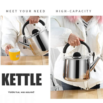 5L 304 Stainless Steel Boiling Water Pot Rapid Heating For Home Tea Kettle Large Capacity Teapot Thickened Whistle Kettle
