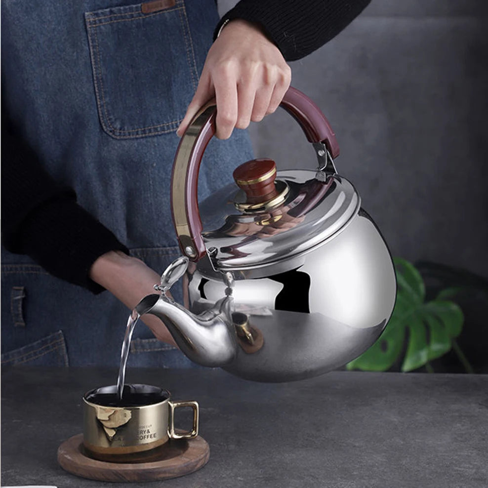 5L Large Capacity Boiling Water Kettle 304 Stainless Steel Teapot For Tea Brewing In Mug Whistle Kettle For Home Tea Infuser