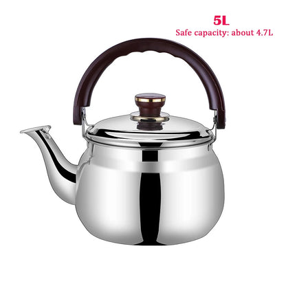 5L Large Capacity Boiling Water Kettle 304 Stainless Steel Teapot For Tea Brewing In Mug Whistle Kettle For Home Tea Infuser