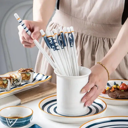 5Pair/Set Blue and White Ceramic Japanese Style Chopsticks Bone Porcelain Long Chopsticks Sushi Chopstick Tableware Gifts