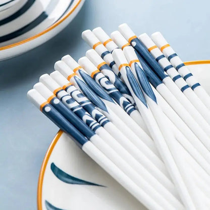 5Pair/Set Blue and White Ceramic Japanese Style Chopsticks Bone Porcelain Long Chopsticks Sushi Chopstick Tableware Gifts