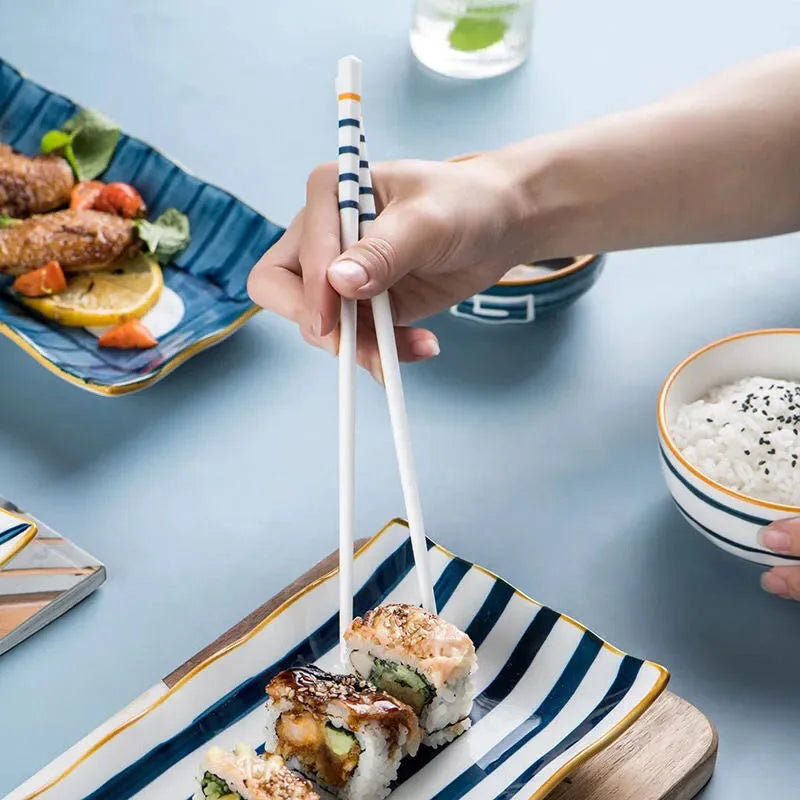 5Pair/Set Blue and White Porcelain Chopsticks Ceramic  Chinese Chopsticks Long Chopsticks Sushi Chopstick Tableware Gifts