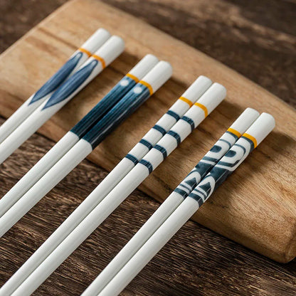 5Pair/Set Blue and White Porcelain Chopsticks Ceramic  Chinese Chopsticks Long Chopsticks Sushi Chopstick Tableware Gifts
