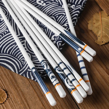 5Pair/Set Blue and White Porcelain Chopsticks Ceramic  Chinese Chopsticks Long Chopsticks Sushi Chopstick Tableware Gifts