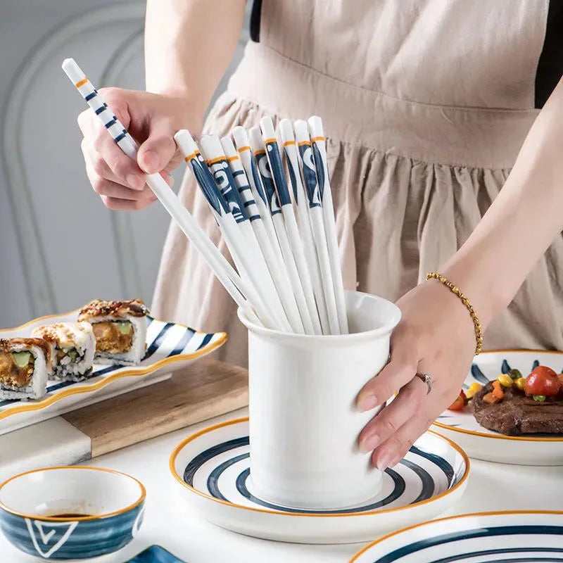 5Pair/Set Blue and White Porcelain Chopsticks Ceramic  Chinese Chopsticks Long Chopsticks Sushi Chopstick Tableware Gifts