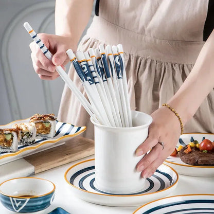 5Pair/Set Blue and White Porcelain Chopsticks Ceramic  Chinese Chopsticks Long Chopsticks Sushi Chopstick Tableware Gifts
