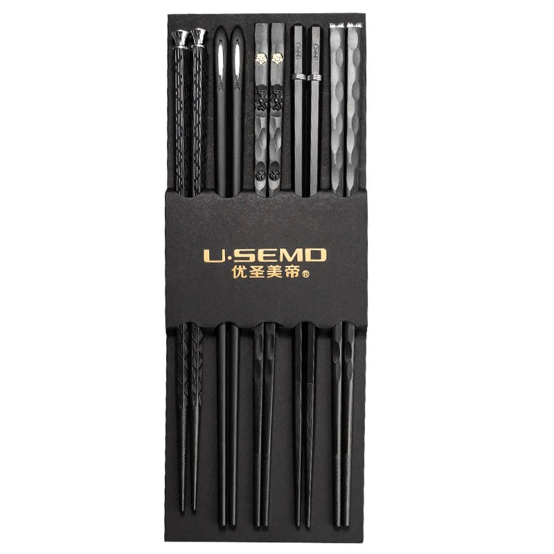 5Pairs /Set  Chopsticks Korea Sushi Sticks Reusable Metal Chopsticks Set Healthy Alloy Tableware Gift Chopsticks