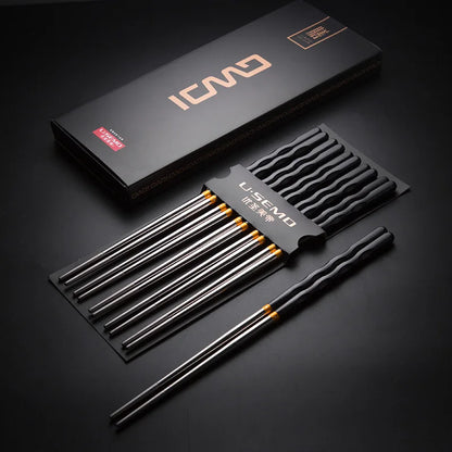 5Pairs /Set  Chopsticks Korea Sushi Sticks Reusable Metal Chopsticks Set Healthy Alloy Tableware Gift Chopsticks