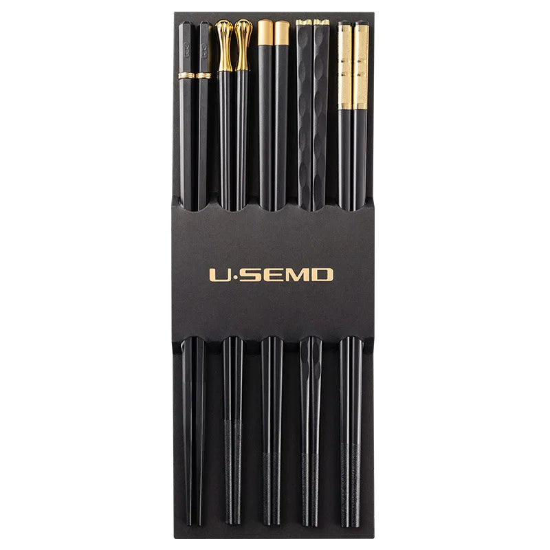 5Pairs /Set  Chopsticks Korea Sushi Sticks Reusable Metal Chopsticks Set Healthy Alloy Tableware Gift Chopsticks