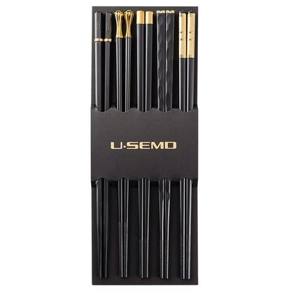 5Pairs /Set  Chopsticks Korea Sushi Sticks Reusable Metal Chopsticks Set Healthy Alloy Tableware Gift Chopsticks