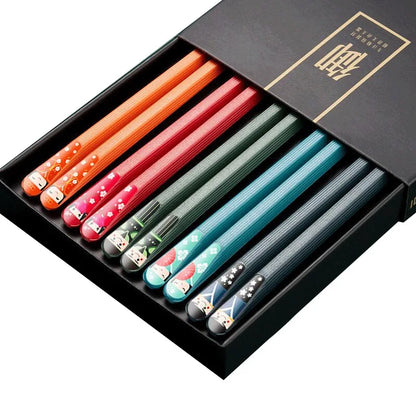 5Pairs /Set  Chopsticks Korea Sushi Sticks Reusable Metal Chopsticks Set Healthy Alloy Tableware Gift Chopsticks