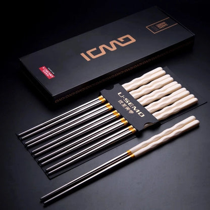5Pairs /Set  Chopsticks Korea Sushi Sticks Reusable Metal Chopsticks Set Healthy Alloy Tableware Gift Chopsticks