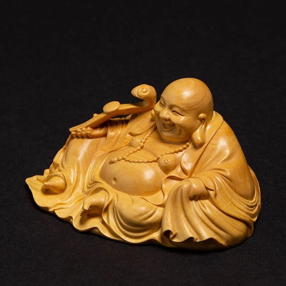 5cm Buddha Statues Buddha Car Accessories Fengshui Maitreya Buddhism Miniature Carved Wooden Statues for d