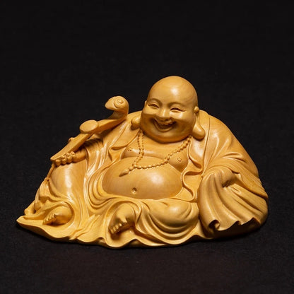 5cm Buddha Statues Buddha Car Accessories Fengshui Maitreya Buddhism Miniature Carved Wooden Statues for d