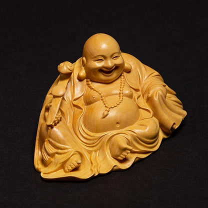 5cm Buddha Statues Buddha Car Accessories Fengshui Maitreya Buddhism Miniature Carved Wooden Statues for d
