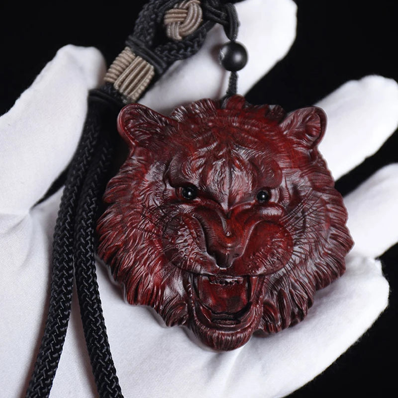 5cm Lobular Rosewood Animal Sculpture Traditional Chinese Chinese Zodiac Tiger Pendant Car Hanging Wall Decoration Collection