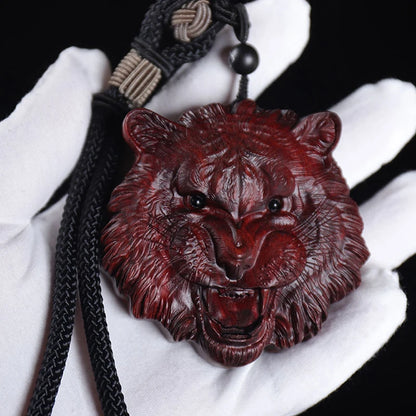 5cm Lobular Rosewood Animal Sculpture Traditional Chinese Chinese Zodiac Tiger Pendant Car Hanging Wall Decoration Collection
