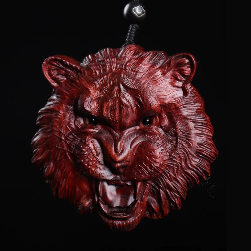 5cm Lobular Rosewood Animal Sculpture Traditional Chinese Chinese Zodiac Tiger Pendant Car Hanging Wall Decoration Collection