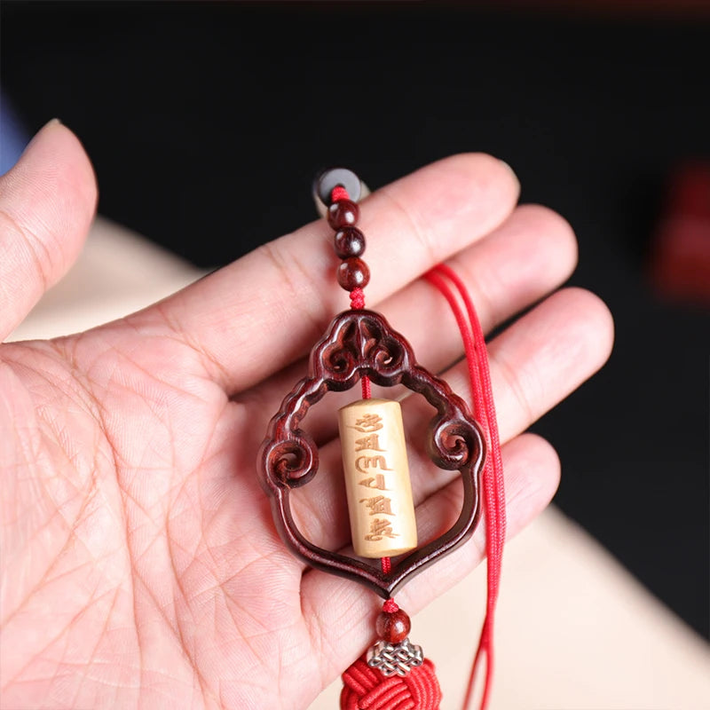5cm Lobular Rosewood Pendant Buddha Lucky deduction Wood Sculpture Car Hanging Office Decoration Wall Decoration