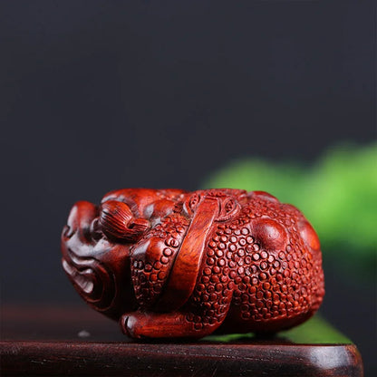 5cm Lobular Rosewood Wood Sculpture Animal Sculpture Three-legged toad Mascot Rich Collection Office Decoration Home Décor