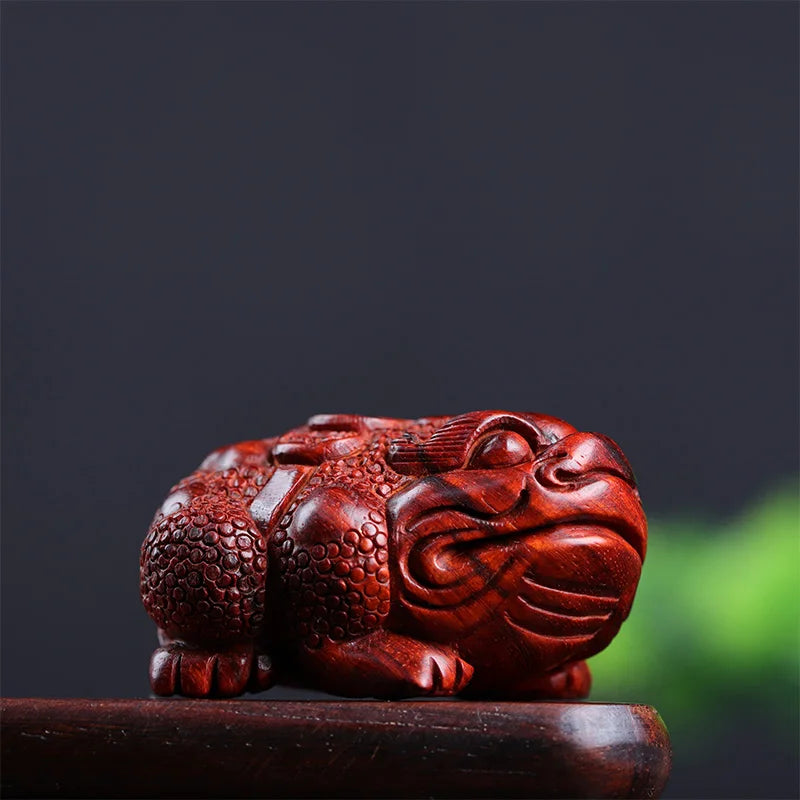 5cm Lobular Rosewood Wood Sculpture Animal Sculpture Three-legged toad Mascot Rich Collection Office Decoration Home Décor