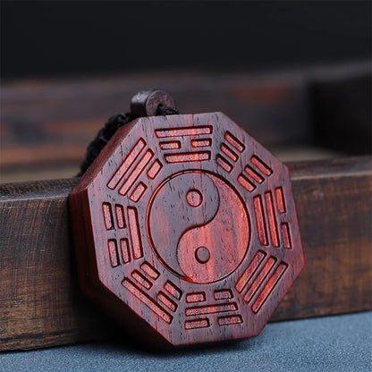 5cm Lobular Rosewood Wood Wood Sculpture Tai Chi Bagua Pendant Car Hanging Feng Shui Wooden sign Office Decoration Home Décor