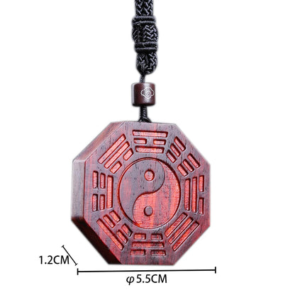 5cm Lobular Rosewood Wood Wood Sculpture Tai Chi Bagua Pendant Car Hanging Feng Shui Wooden sign Office Decoration Home Décor
