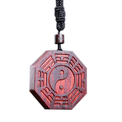 5cm Lobular Rosewood Wood Wood Sculpture Tai Chi Bagua Pendant Car Hanging Feng Shui Wooden sign Office Decoration Home Décor