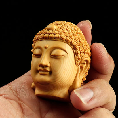 5cm Nyorai Buddha Head Bodhisattva Statue Wood Statue Crafts Feng Shui Desk Decors Toy Gift