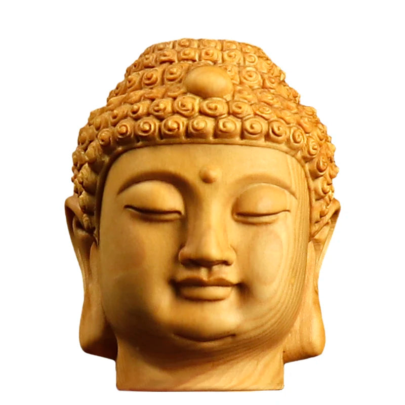 5cm Nyorai Buddha Head Bodhisattva Statue Wood Statue Crafts Feng Shui Desk Decors Toy Gift