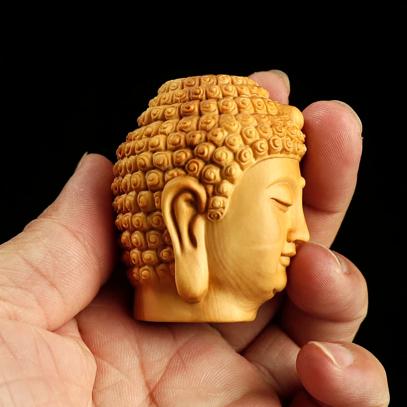 5cm Nyorai Buddha Head Bodhisattva Statue Wood Statue Crafts Feng Shui Desk Decors Toy Gift