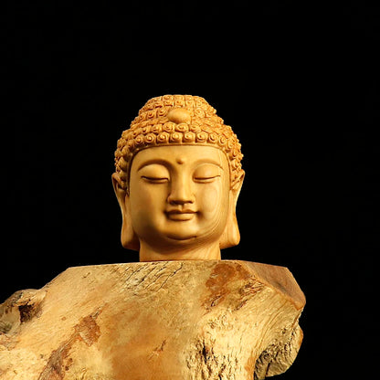 5cm Nyorai Buddha Head Bodhisattva Statue Wood Statue Crafts Feng Shui Desk Decors Toy Gift