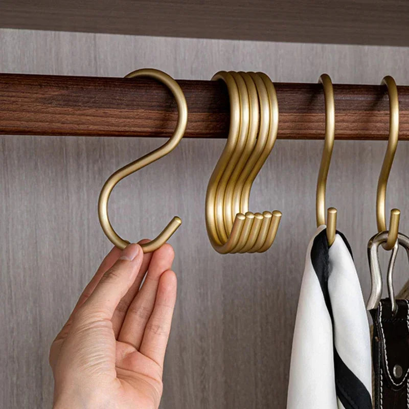 5pcs Aluminium Alloy S Shape Hooks Practical Kitchen Railing Hanger Hook Clasp Holder Hooks For Hanging Clothes Handbag Hooks
