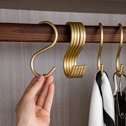 5pcs Aluminium Alloy S Shape Hooks Practical Kitchen Railing Hanger Hook Clasp Holder Hooks For Hanging Clothes Handbag Hooks