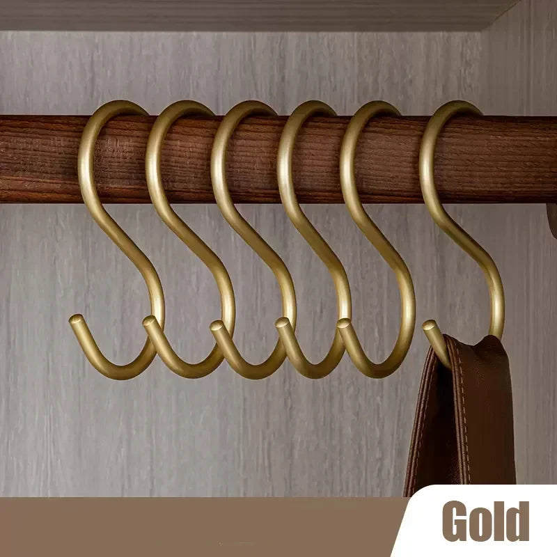 5pcs Aluminium Alloy S Shape Hooks Practical Kitchen Railing Hanger Hook Clasp Holder Hooks For Hanging Clothes Handbag Hooks