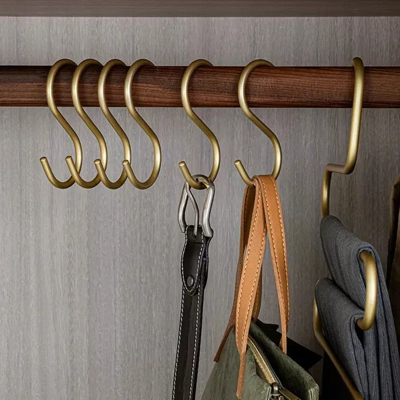 5pcs Aluminium Alloy S Shape Hooks Practical Kitchen Railing Hanger Hook Clasp Holder Hooks For Hanging Clothes Handbag Hooks