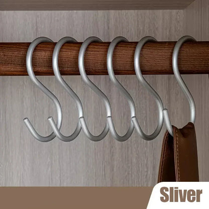 5pcs Aluminium Alloy S Shape Hooks Practical Kitchen Railing Hanger Hook Clasp Holder Hooks For Hanging Clothes Handbag Hooks