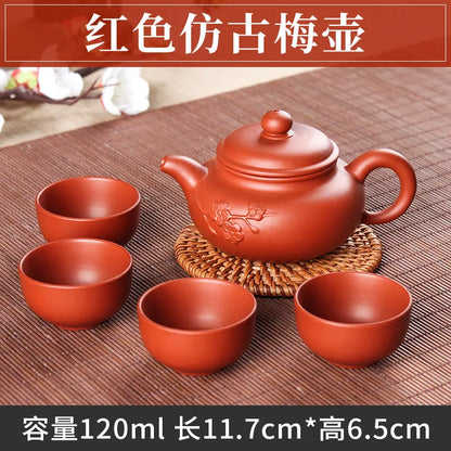 5pcs Kung Fu Tea Set [1 Teapot + 4 Cups Set] 100ml Chinese Xi Shi Porcelain Tea Sets Ceramic Yixing Purple Clay Kettle