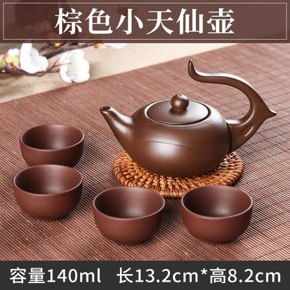5pcs Kung Fu Tea Set [1 Teapot + 4 Cups Set] 100ml Chinese Xi Shi Porcelain Tea Sets Ceramic Yixing Purple Clay Kettle