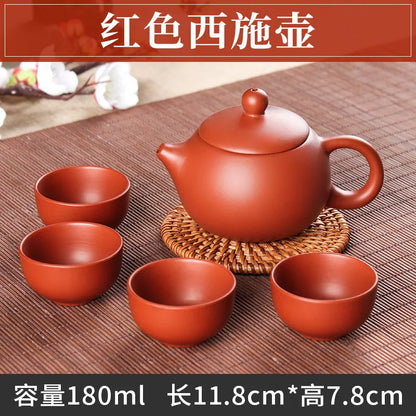 5pcs Kung Fu Tea Set [1 Teapot + 4 Cups Set] 100ml Chinese Xi Shi Porcelain Tea Sets Ceramic Yixing Purple Clay Kettle
