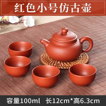 5pcs Kung Fu Tea Set [1 Teapot + 4 Cups Set] 100ml Chinese Xi Shi Porcelain Tea Sets Ceramic Yixing Purple Clay Kettle