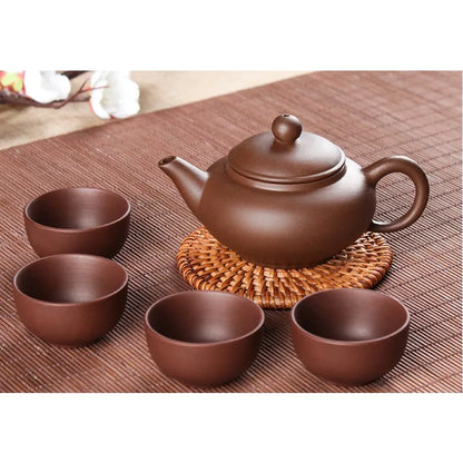 5pcs Kung Fu Tea Set [1 Teapot + 4 Cups Set] 100ml Chinese Xi Shi Porcelain Tea Sets Ceramic Yixing Purple Clay Kettle