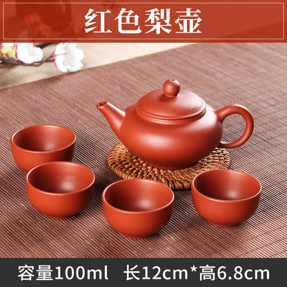 5pcs Kung Fu Tea Set [1 Teapot + 4 Cups Set] 100ml Chinese Xi Shi Porcelain Tea Sets Ceramic Yixing Purple Clay Kettle