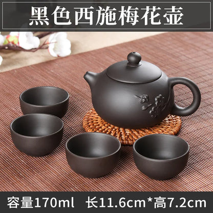5pcs Kung Fu Tea Set [1 Teapot + 4 Cups Set] 100ml Chinese Xi Shi Porcelain Tea Sets Ceramic Yixing Purple Clay Kettle