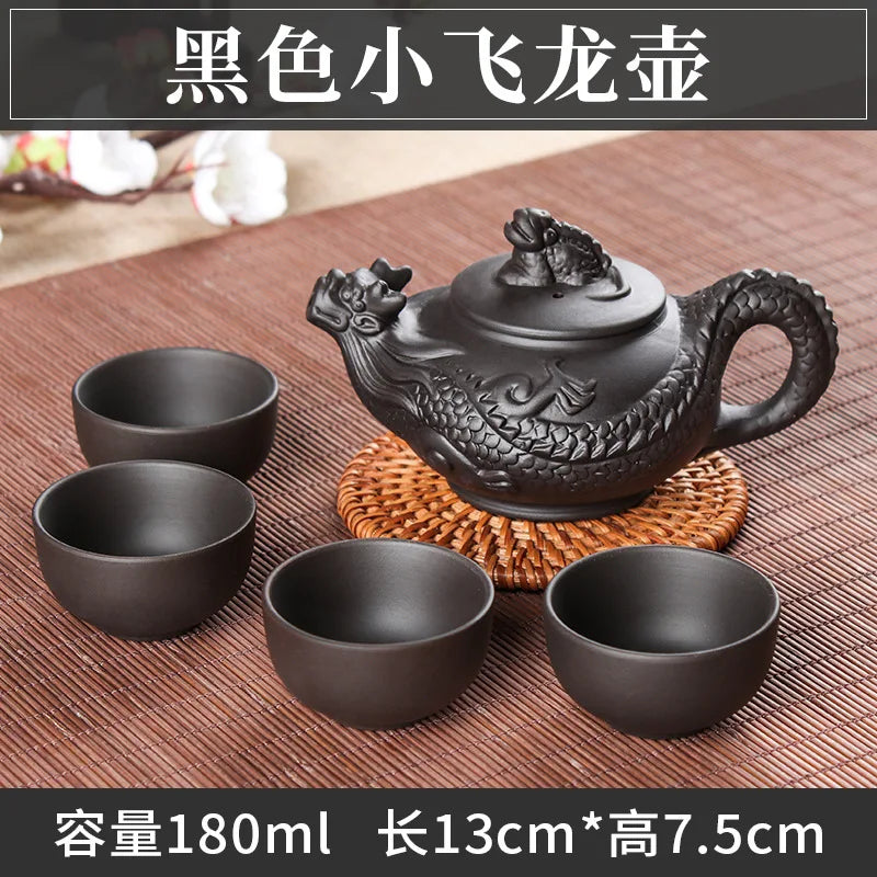5pcs Kung Fu Tea Set [1 Teapot + 4 Cups Set] 100ml Chinese Xi Shi Porcelain Tea Sets Ceramic Yixing Purple Clay Kettle